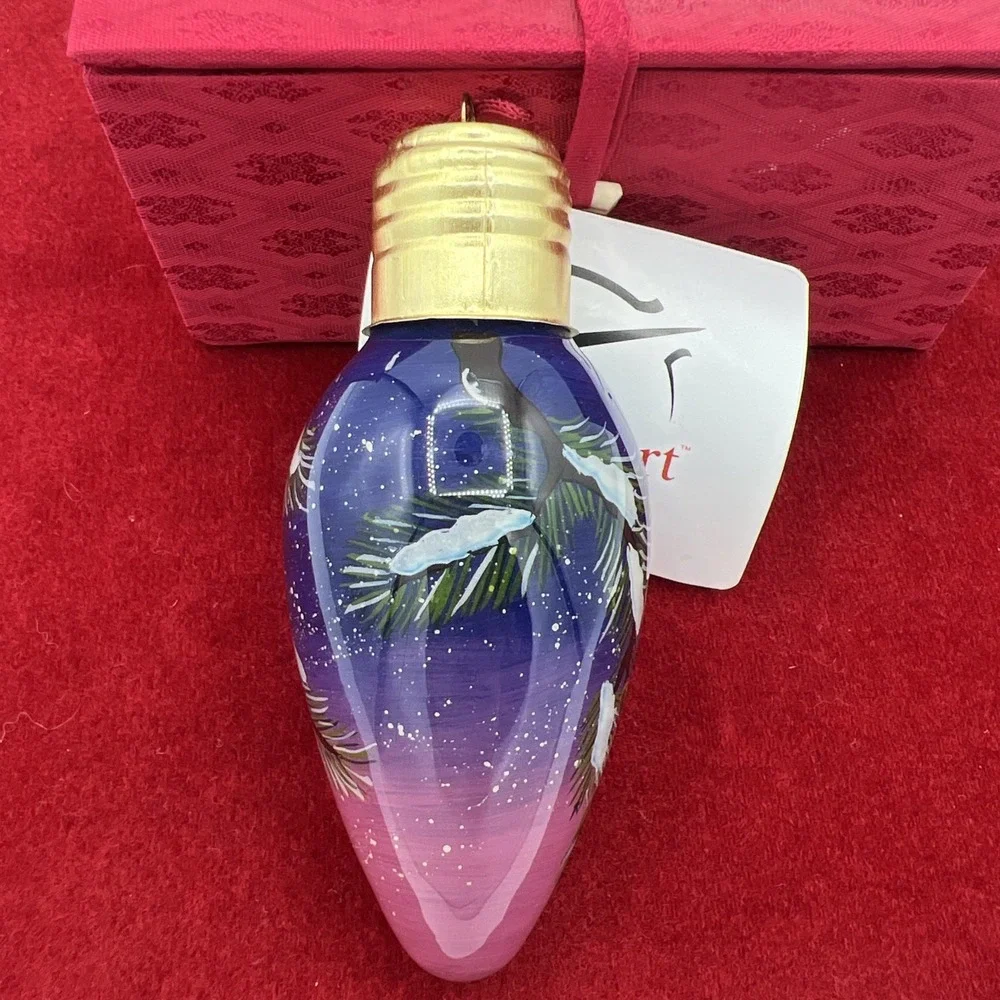 Christmas‎ ornament  INSIDE ART BY FIGI ROBIN BIRD LIGHT BULB ORIGINAL BOX